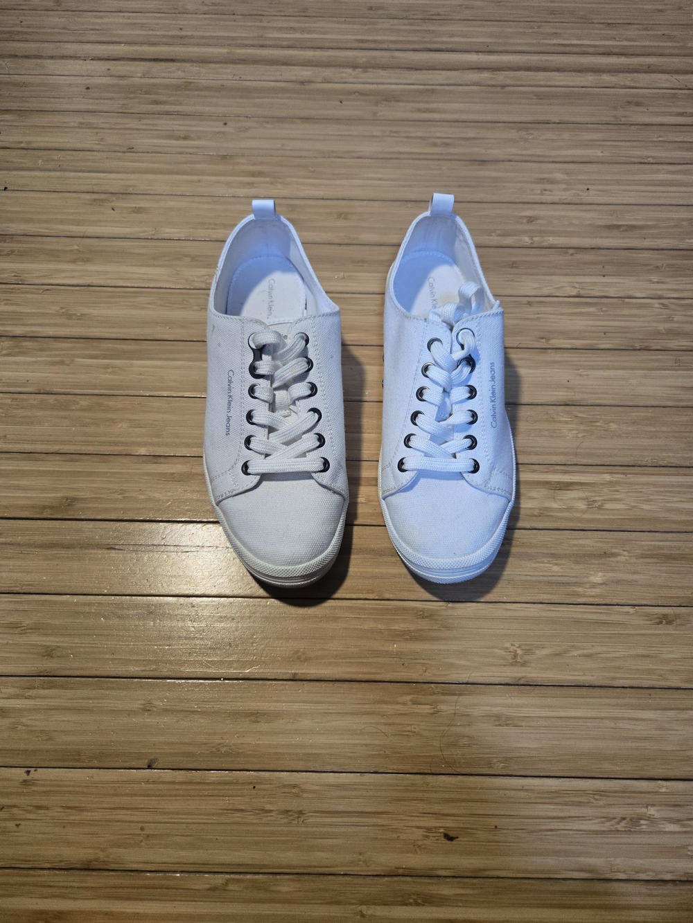 Calvin Klein White Low-Top Canvas Sneakers for Men